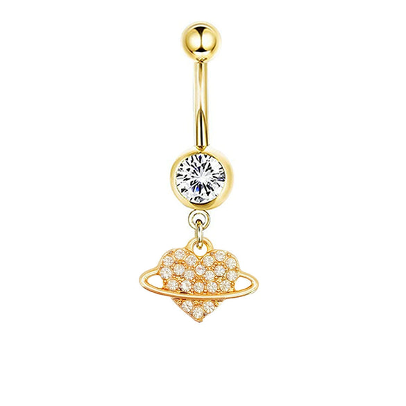Navel Ring Stainless Steel Heartshaped Butterfly Pendant Electroplating Women's Jewelry