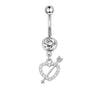 Navel Ring Stainless Steel Heartshaped Butterfly Pendant Electroplating Women's Jewelry