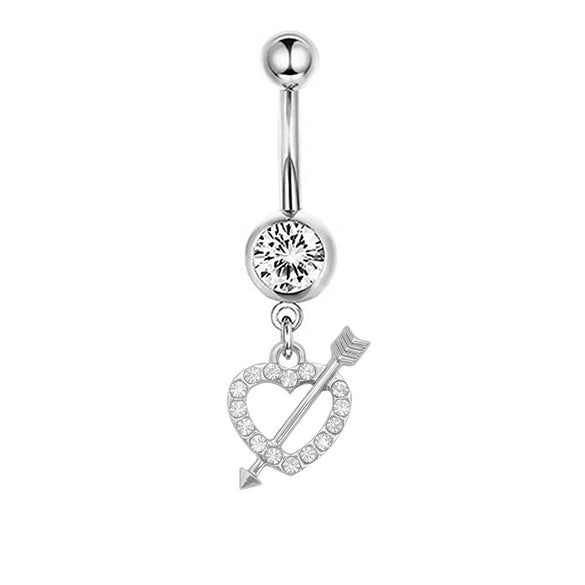 Navel Ring Stainless Steel Heartshaped Butterfly Pendant Electroplating Women's Jewelry