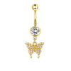 Navel Ring Stainless Steel Heartshaped Butterfly Pendant Electroplating Women's Jewelry