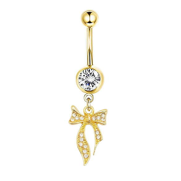 Navel Ring Stainless Steel Heartshaped Butterfly Pendant Electroplating Women's Jewelry