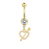 Navel Ring Stainless Steel Heartshaped Butterfly Pendant Electroplating Women's Jewelry