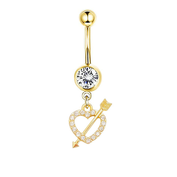 Navel Ring Stainless Steel Heartshaped Butterfly Pendant Electroplating Women's Jewelry