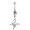 Navel Ring Stainless Steel Heartshaped Butterfly Pendant Electroplating Women's Jewelry