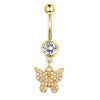 Navel Ring Stainless Steel Heartshaped Butterfly Pendant Electroplating Women's Jewelry