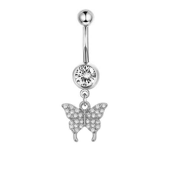 Navel Ring Stainless Steel Heartshaped Butterfly Pendant Electroplating Women's Jewelry