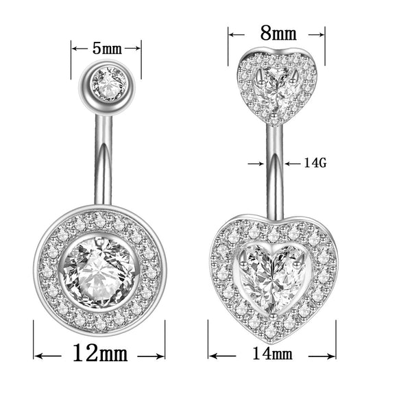 Navel Ring Stainless Steel Heartshaped Constellation Pattern Goldplated Unisex