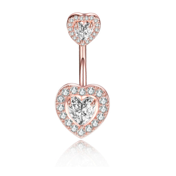 Navel Ring Stainless Steel Heartshaped Constellation Pattern Goldplated Unisex