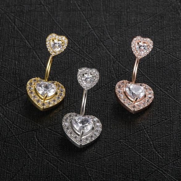 Navel Ring Stainless Steel Heartshaped Constellation Pattern Goldplated Unisex