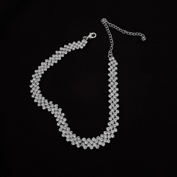 Neck Chain Choker Collar Metal Alloy Inlaid Zircon Geometric Style Women's