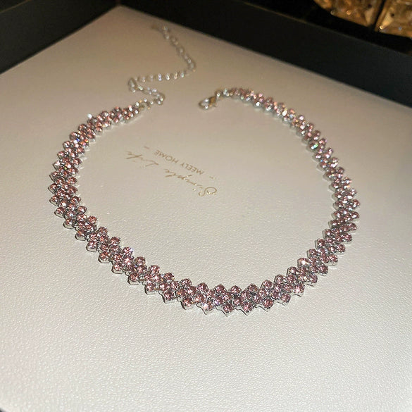 Neck Chain Choker Collar Metal Alloy Inlaid Zircon Geometric Style Women's