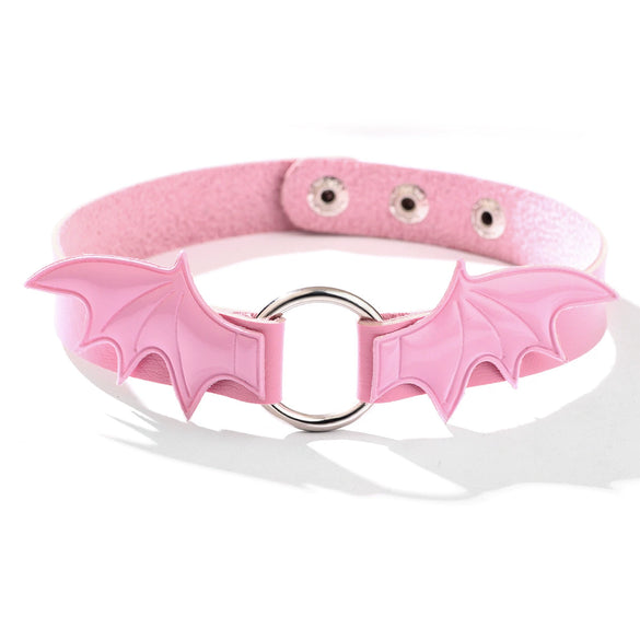 Neck Chain Gothic Vampire Series Pink Collar Angel Wings Heart Pattern Cortex Alloy Unisex