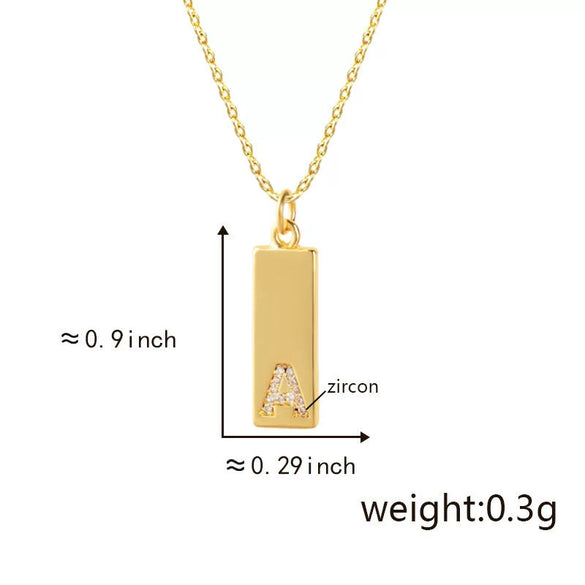 Necklace Accessories Copper Rectangular Geometric Letter Inlaid Zircon Electroplated