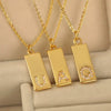 Necklace Accessories Copper Rectangular Geometric Letter Inlaid Zircon Electroplated