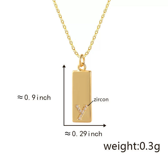 Necklace Accessories Copper Rectangular Geometric Letter Inlaid Zircon Electroplated