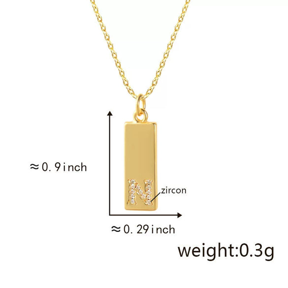 Necklace Accessories Copper Rectangular Geometric Letter Inlaid Zircon Electroplated