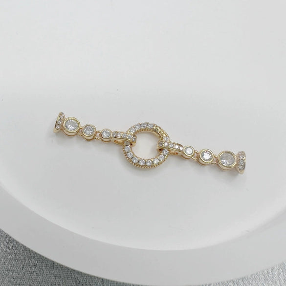 Necklace Accessories Silver Inlaid Zirconium Petal Bow Connecting Buckle