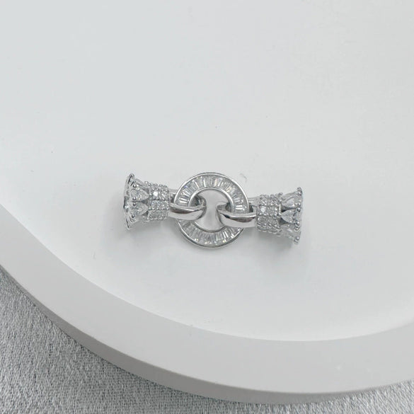 Necklace Accessories Silver Inlaid Zirconium Petal Bow Connecting Buckle