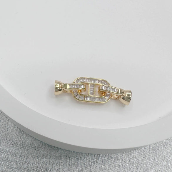 Necklace Accessories Silver Inlaid Zirconium Petal Bow Connecting Buckle
