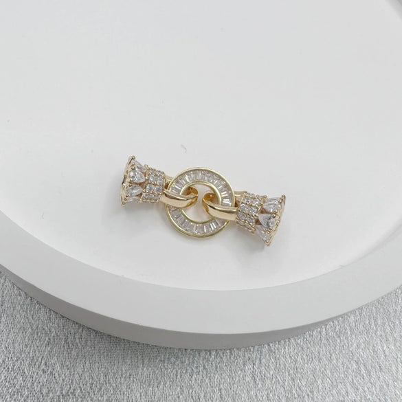Necklace Accessories Silver Inlaid Zirconium Petal Bow Connecting Buckle