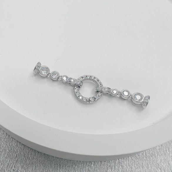 Necklace Accessories Silver Inlaid Zirconium Petal Bow Connecting Buckle