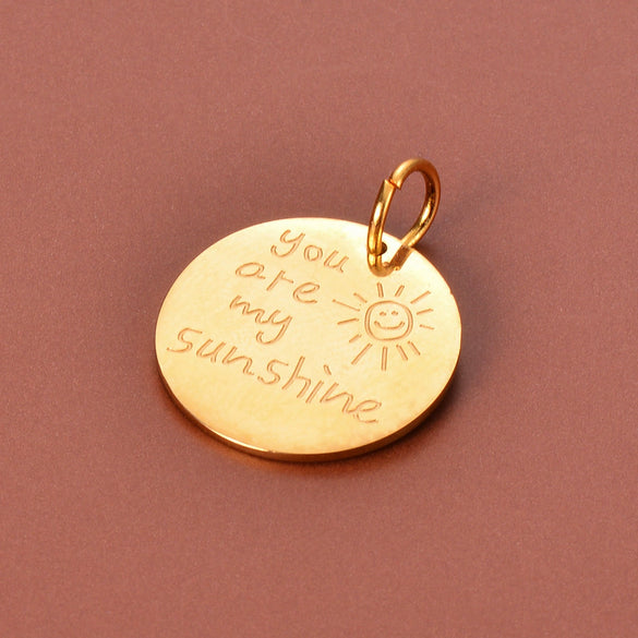 Necklace Accessories Stainless Steel Round Pendant With English Sun Element Electroplating Treatment