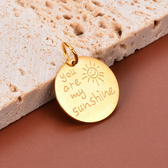 Necklace Accessories Stainless Steel Round Pendant With English Sun Element Electroplating Treatment