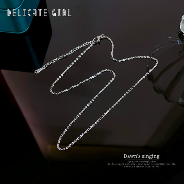 Necklace Accessories Titanium Steel Rose Gold Geometric Style Loose Chain Lip Chain One Year Color Retention