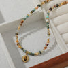 Necklace African Pine Crazy Agate Stainless Steel Geometric Vintage Dripping Oil