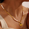 Necklace Agate Tiger Eye Stone Titanium Steel Geometric Vintage Handmade
