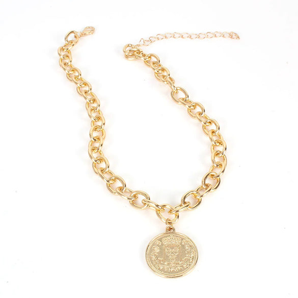 Necklace Alloy Aluminum Personality Geometric Portrait Coin Pendant Electroplating