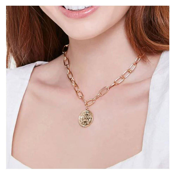 Necklace Alloy Aluminum Personality Geometric Portrait Coin Pendant Electroplating