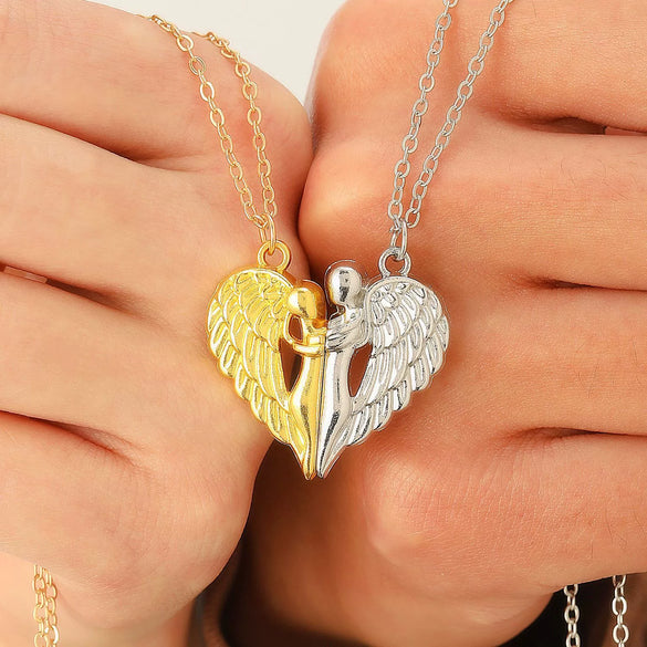 Necklace Alloy Cartoon Characters Embrace Angel's Wings Magnetic Pendant Electroplating