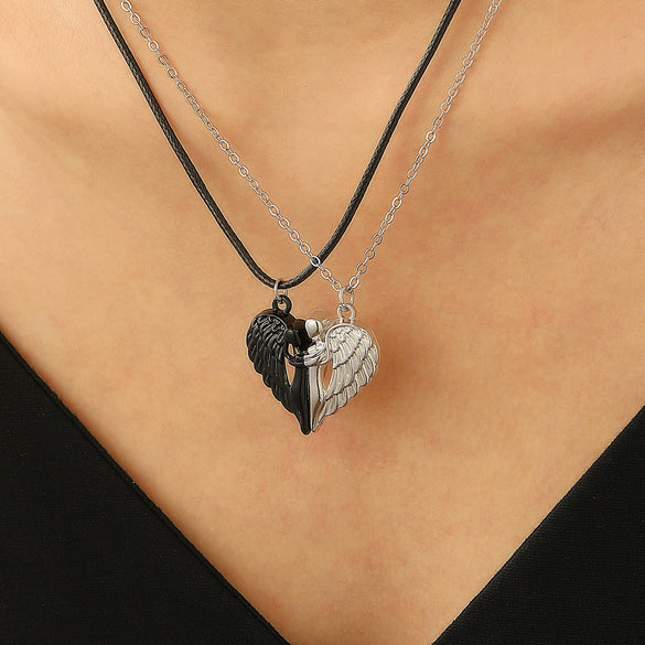 Necklace Alloy Cartoon Characters Embrace Angel's Wings Magnetic Pendant Electroplating