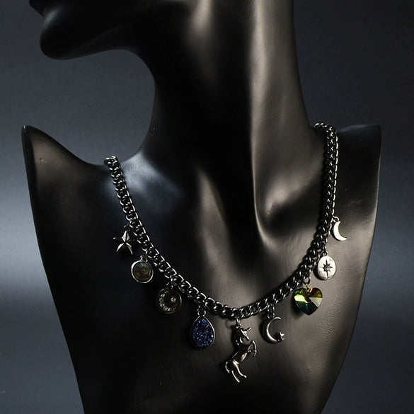 Necklace Alloy Constellation Inlaid Crystal Creative Popular Style