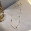 Necklace Alloy Freshwater Pearl Geometric Ball Chain Gold Electroplated