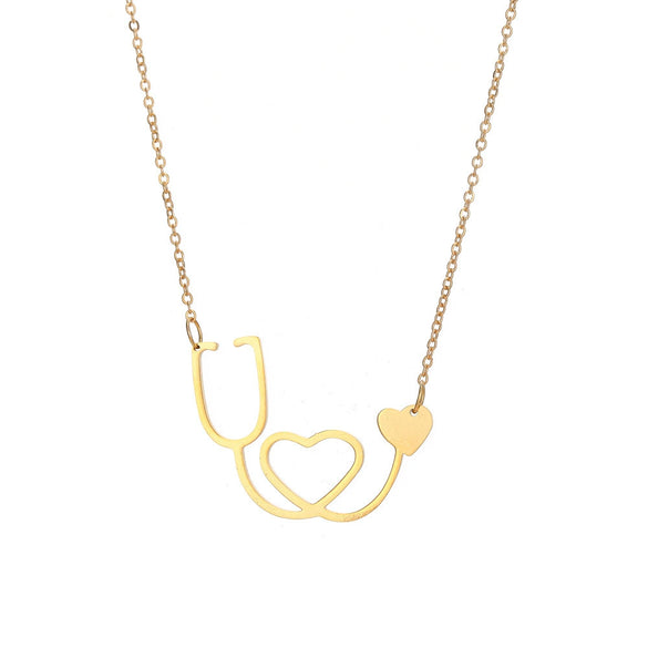Necklace Alloy Geometric Love Hollow Pendant Electroplating Water Wave Chain Jewelry