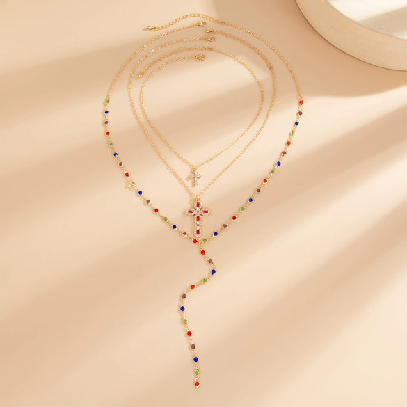 Necklace Alloy Geometric Rhinestone Electroplating Hiphop Style
