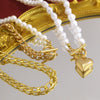 Necklace Alloy Heart Shaped Electroplated Love Stacked Women's Fashion Imitation Pearl Chain