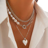 Necklace Alloy Heart Shaped Electroplated Love Stacked Women's Fashion Imitation Pearl Chain
