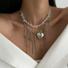 Necklace Alloy Heartshaped Pendant Clavicle Chain Cream Sweet Style Electroplating For Women