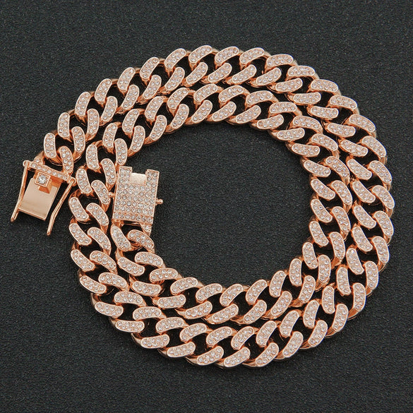 Necklace Alloy Hiphop Geometric Diamond Cuban Chain