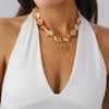 Necklace Alloy Imitation Pearl Shell Piece Heart Star Geometric Electroplating