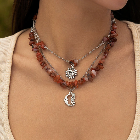 Necklace Alloy Iron Chain Rice Bead Turquoise Animals Zodiac Electroplated