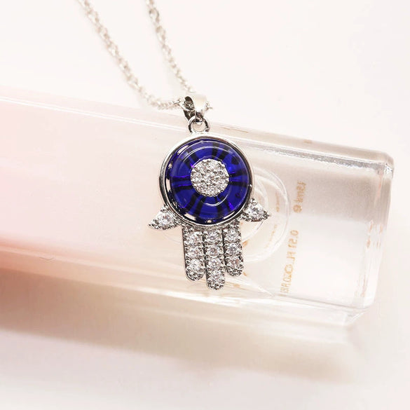 Necklace Alloy Microinlaid Zircon Eye Pendant Electroplating O Chain Unisex Minimalist