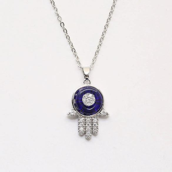 Necklace Alloy Microinlaid Zircon Eye Pendant Electroplating O Chain Unisex Minimalist