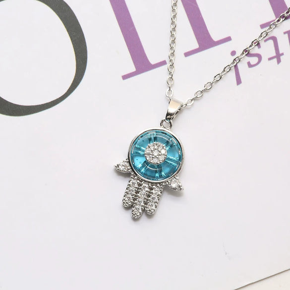 Necklace Alloy Microinlaid Zircon Eye Pendant Electroplating O Chain Unisex Minimalist