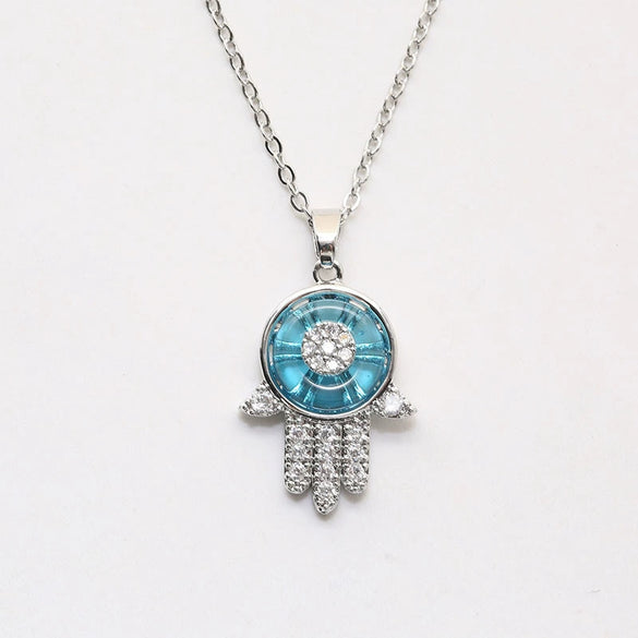 Necklace Alloy Microinlaid Zircon Eye Pendant Electroplating O Chain Unisex Minimalist