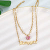Necklace Alloy Mixed Gem Inlay Bamboo Chain Butterfly English Letter Gothic Sweet Style
