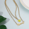 Necklace Alloy Mixed Gem Inlay Bamboo Chain Butterfly English Letter Gothic Sweet Style